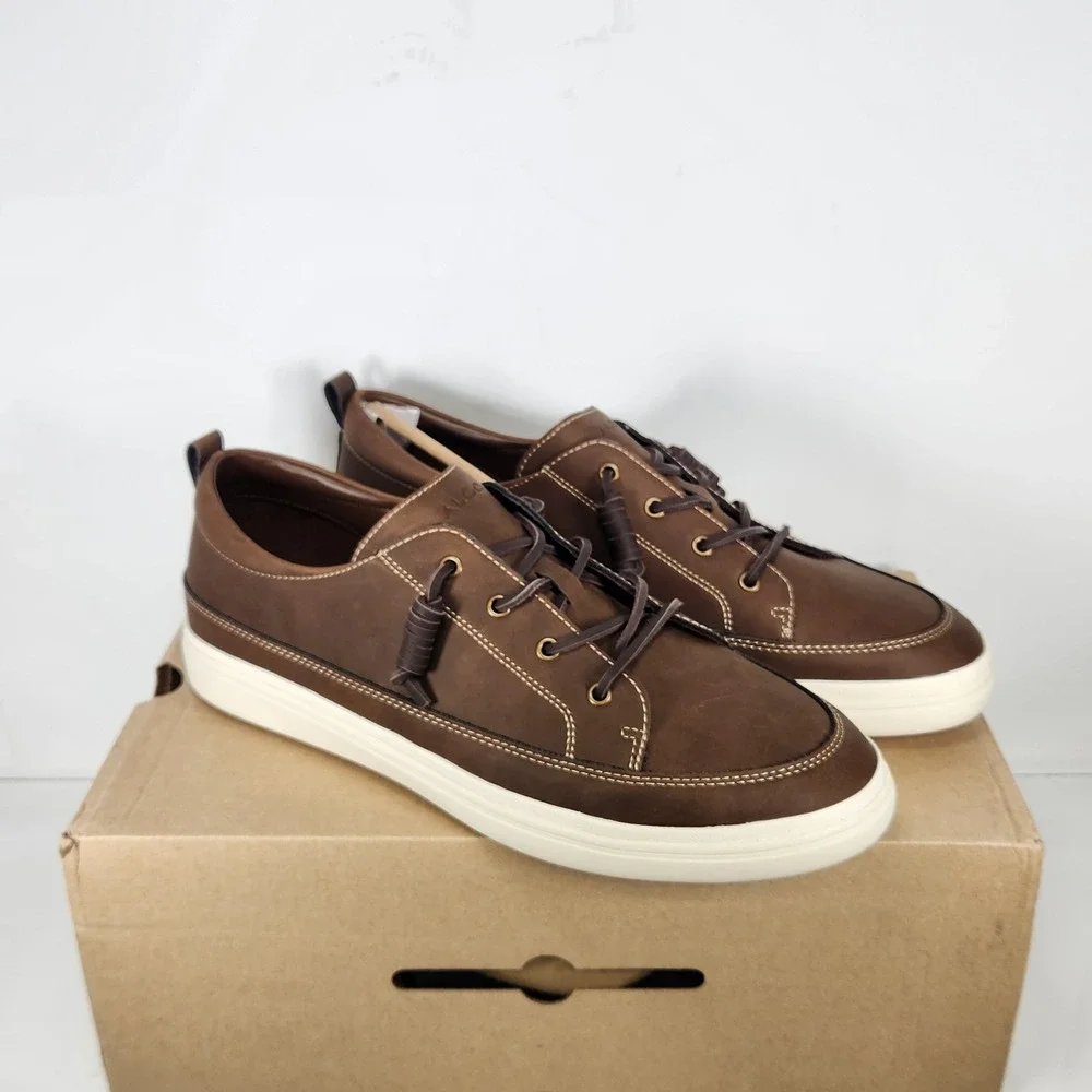 Aldo Tristin Sneakers Mens Size 12 Brown Leather Pillow Walk Casual Shoes